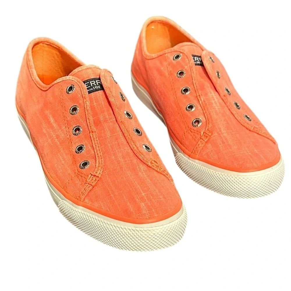 Sperry Top-Sider Seacoast Ripstop Coral Sneakers Boat Deck Shoes Women’s Sz 8.5
